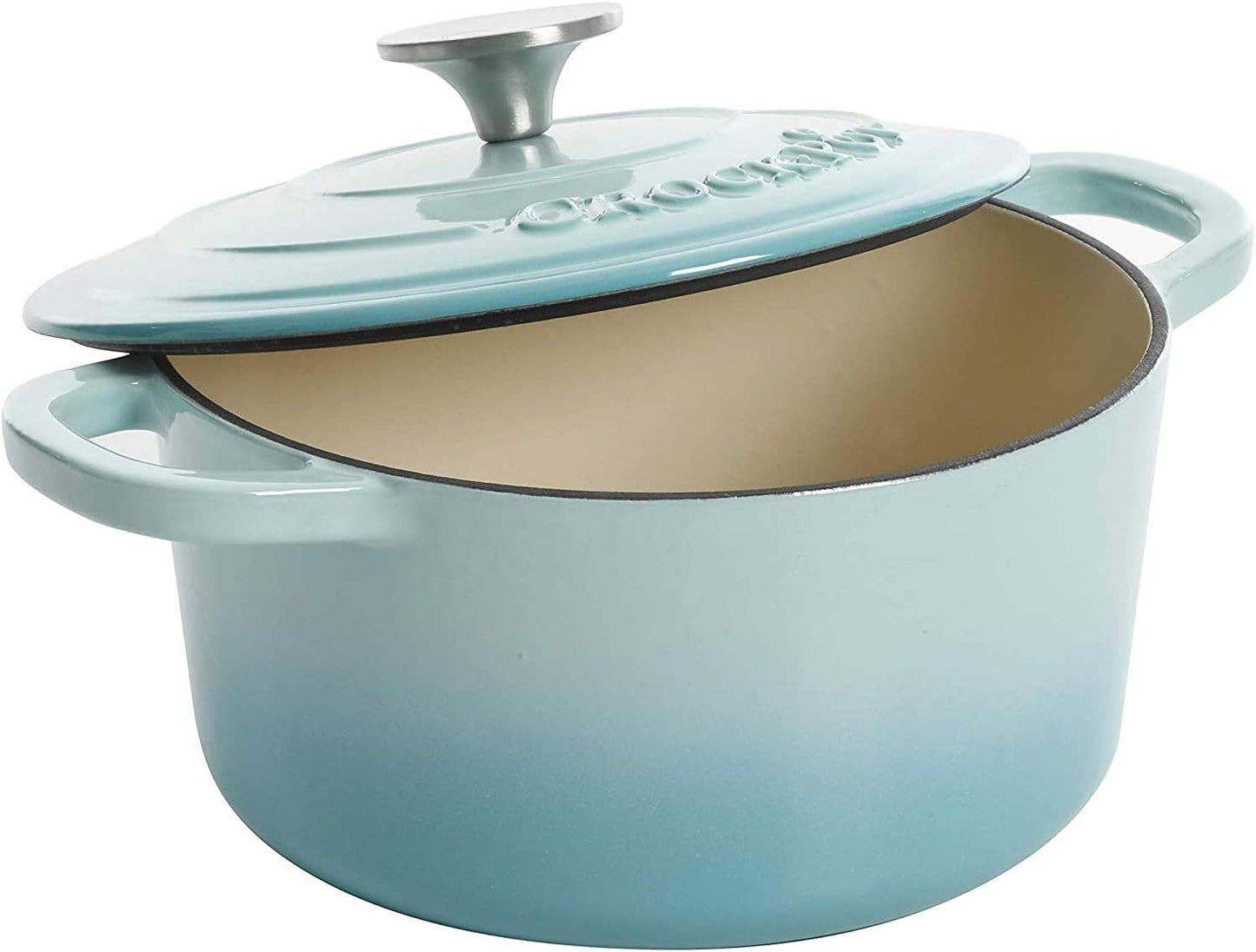 3 Quart Enameled Cast Iron Dutch Oven – Aqua - Curated Catalog O0
