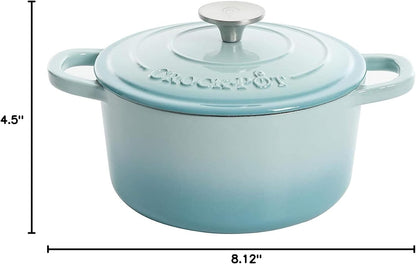 3 Quart Enameled Cast Iron Dutch Oven – Aqua - Curated Catalog O0